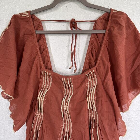Free People Joelle Tunic Womens XS Boho Babydoll Mini Dress Flutter Festival New - Picture 4 of 12